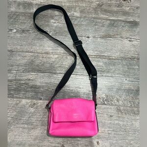 Aimee Kestenberg Leather Crossbody Bag Neon Pink Adjustable Strap
